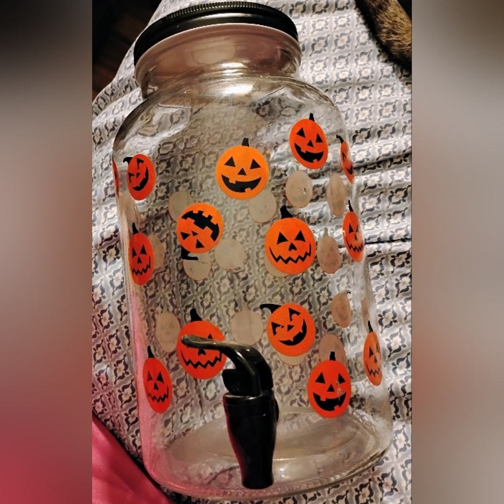 New Halloween Pumpkin Glass Beverage Dispenser 3 Qt